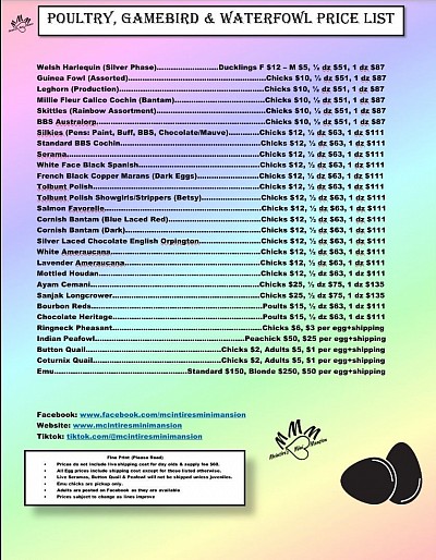 Price List