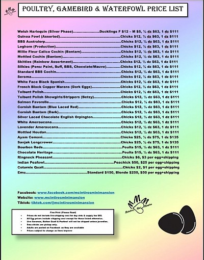 Price List